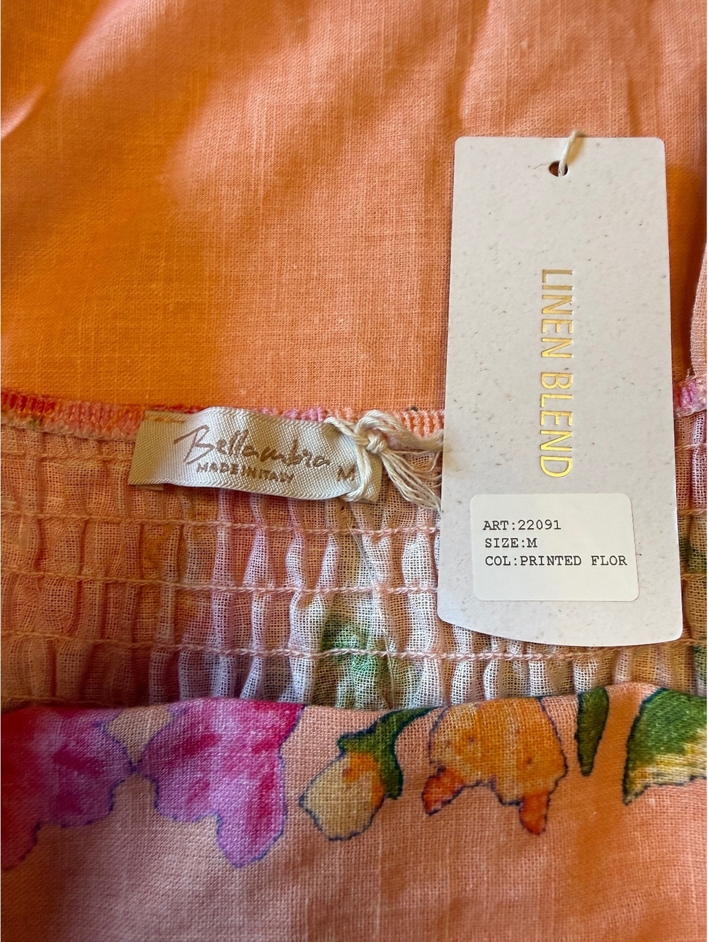 Bellambra Italian Linen Blend Floral Midi Dress Women’s Size M Pink Italy NWT - Picture 4 of 8